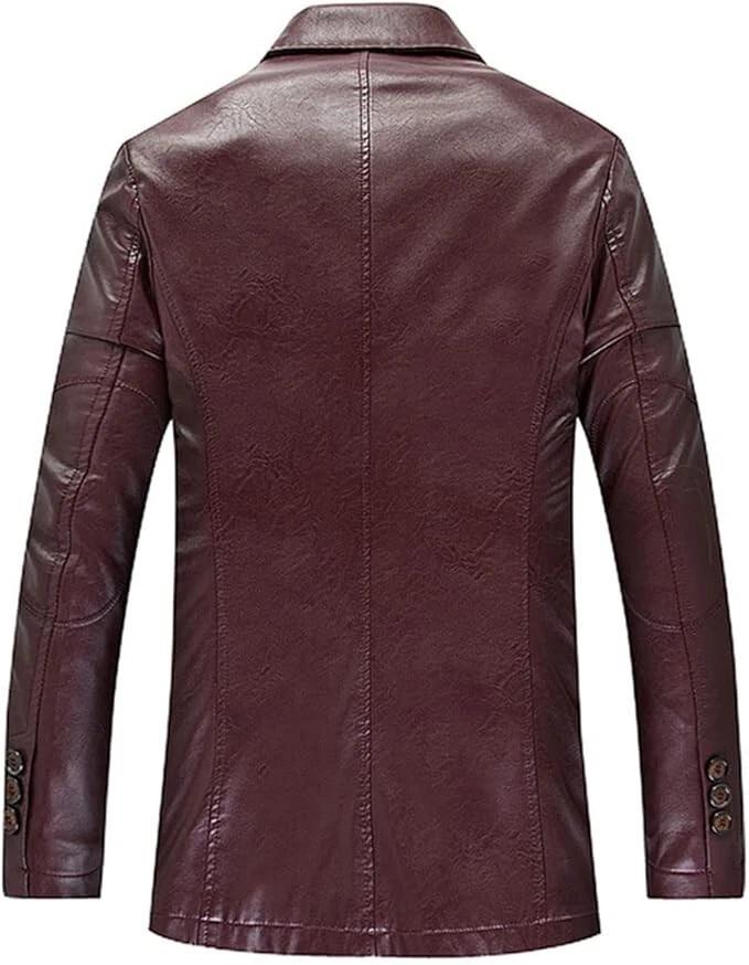 Lammleder Formell Stilvoll Mode Herren Blazer Burgunder Handgefertigt Echtes Leder