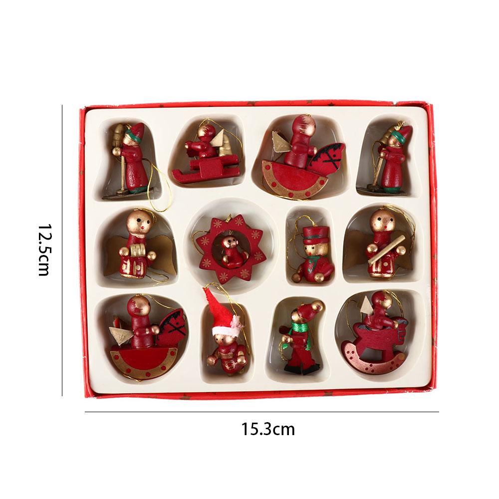 12 pezzi Pendenti da Appendere per Albero di Natale in Legno Riutilizzabili Pendente Babbo Natale Burattino di Natale Festa