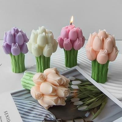 3D Tulip Candle Silicone Mold DIY Tulips Bouquet Flower Aroma Soap Plaster Polymer Clay Wax Craft Making Home Wedding Decor