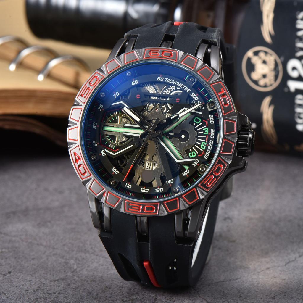 2025 New Business Leisure Large Dial Six-Pin Multifunctional Quartz Watch Personalized Men's Watch Engraved Pattern Watch