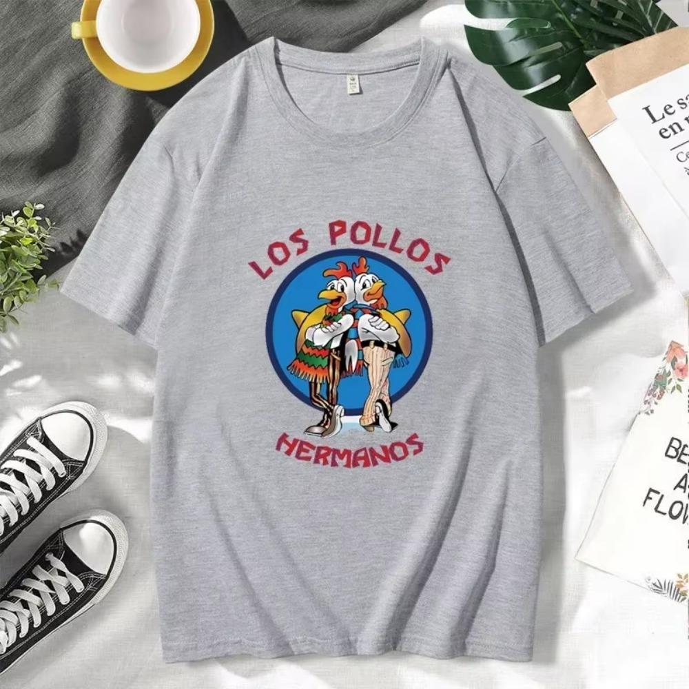 Men's T-shirt LOS POLLOS Hermanos Funny Printed Men Fashion Casual Short Sleeves Cotton Breathable T-shirt Chicken Brothers Tee