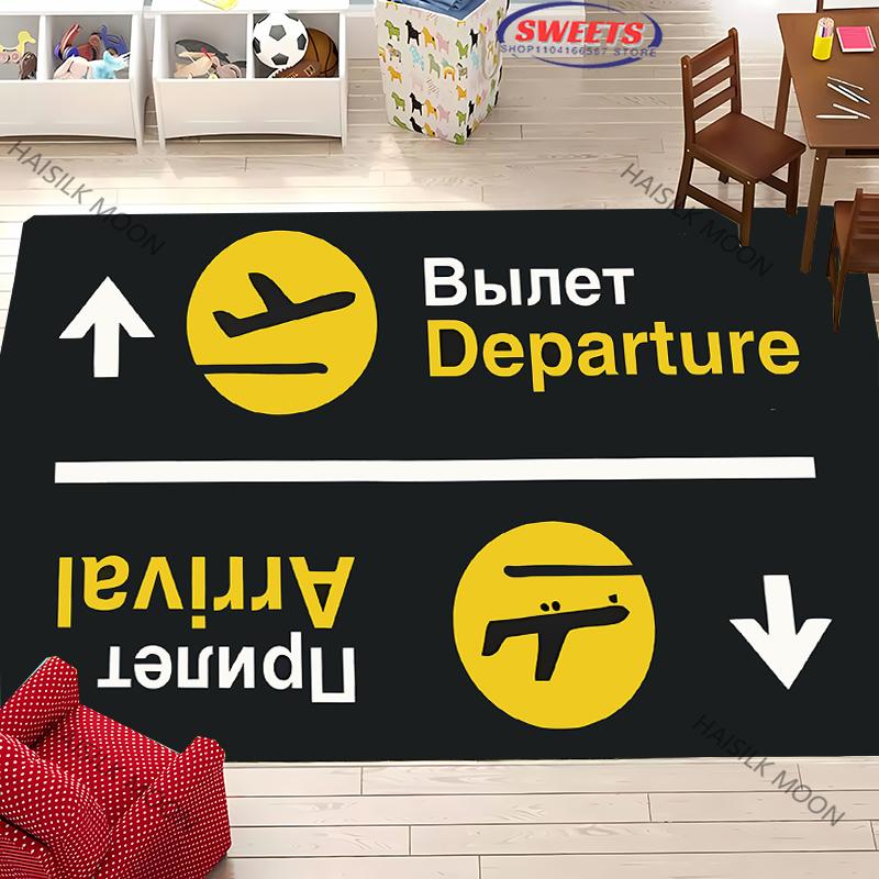 Aircraft Theme Airstrip Airport Signs Printed Carpet Living Room Bedroom Sofa Large Area Decorative Mat Kids Play Soft Rug Gift