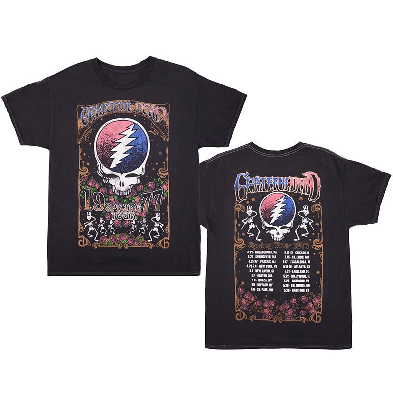 Grateful Dead Band Rock Skull Punk Style American Style Casual Shortsleeved Tshirt S