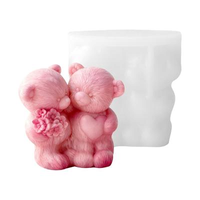 Romance Bear Couple Shape Silicone Mold For Handmade Candle Soap Chocolate Crafting With Detailed Design Resin Mould