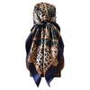 Retro leopard print two-color 91 imitation silk square scarf, female foreign high-end shawl temperament silk scarf