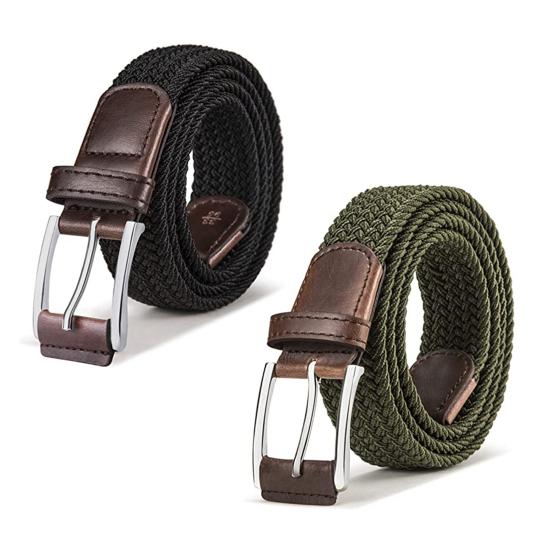 Men Casual Belt Canvas Woven Braided Web Belt Stretch Waist Casual Outdoor Work
