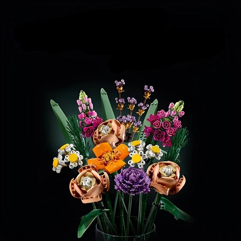 Set di costruzioni con fiori, decorazione per la festa della mamma, collezione botanica, ottimo regalo per compleanno, anniversario o festa della mamma