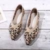 Elegantes sapatilhas de malha pied-de-poule, mocassins femininos de bico fino, mocassins de malha, tamanho grande, leopardo, sapatos macios para dirigir