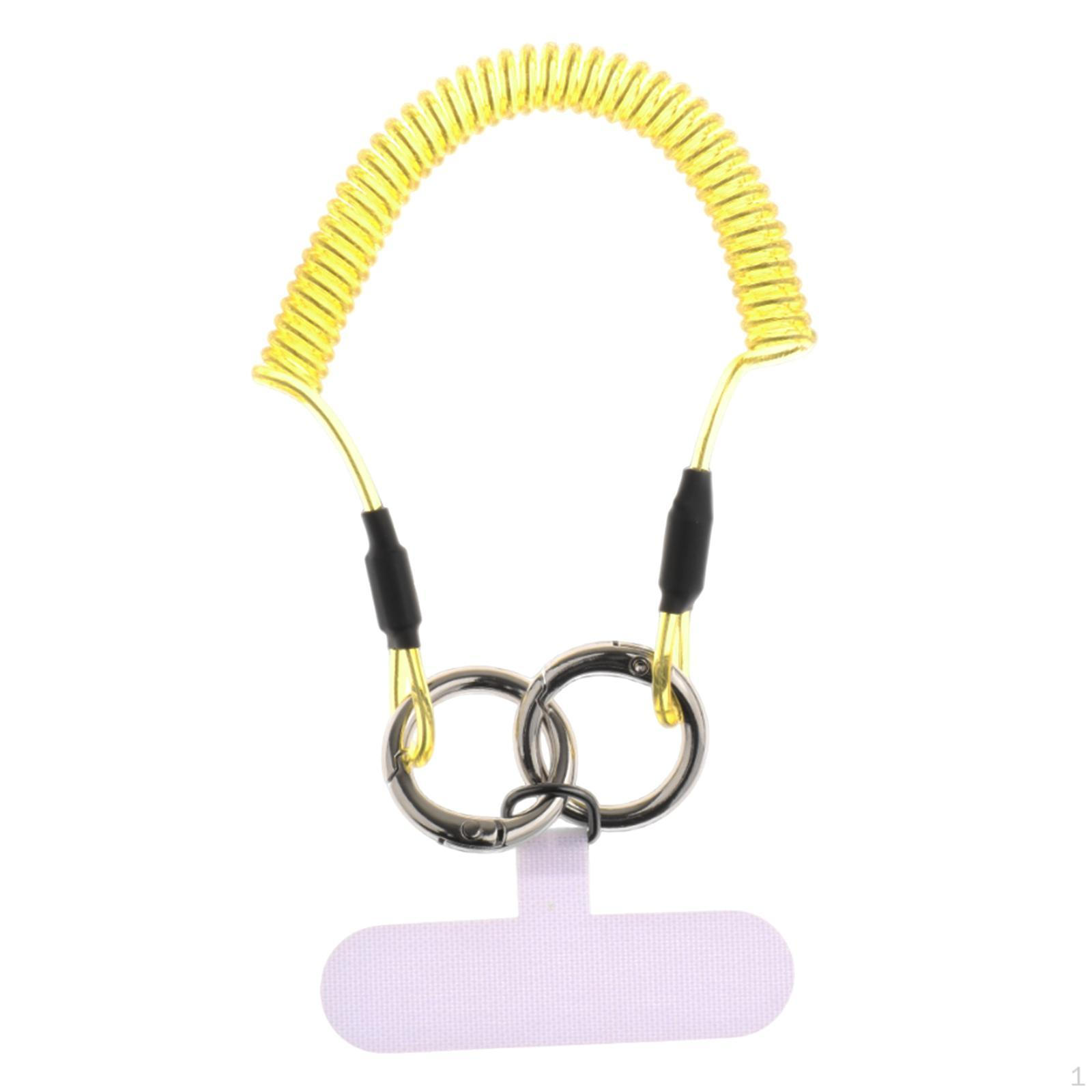 

Телефонный шнурок-привязь, растягивающийся, универсальный, с карабином-зажимом для жёлтый