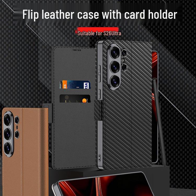 Samsung S26 Ultra Leather Wallet Case with Card Holder - Protective and Stylish