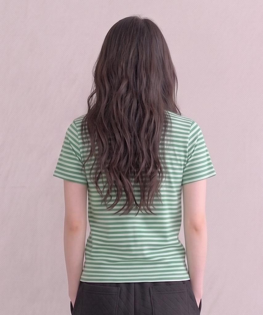 ADERNM Slub Stripe Crop T Green