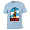 Statue Of Liberty New York Clouds Skyline Art Loose Vintage Distressed Washed Casual Tee