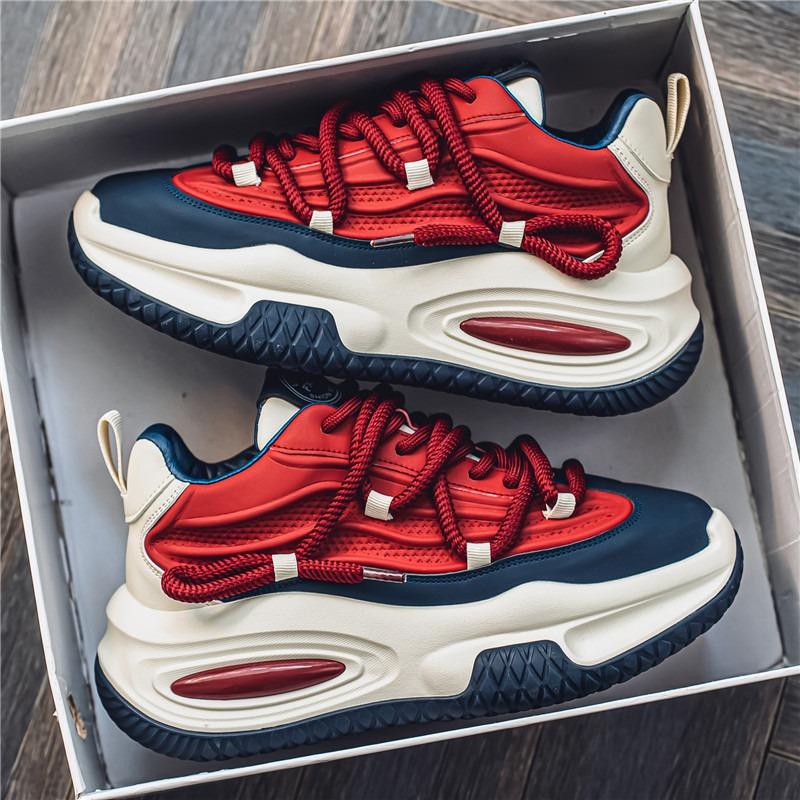 Autumn Winter Men's Thick-soled Heightening Student Leather Casual Sports Shoes Versatile Air-cushion Shoes