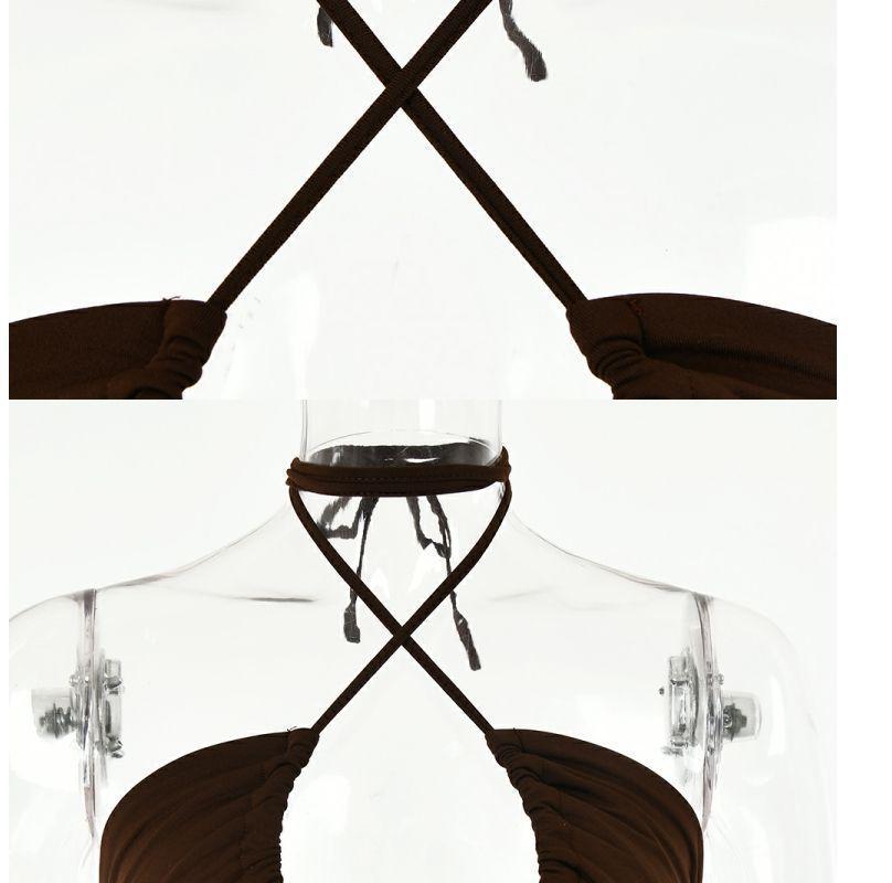 European Fashion Sleeveless High-Split Halter Neck Dress