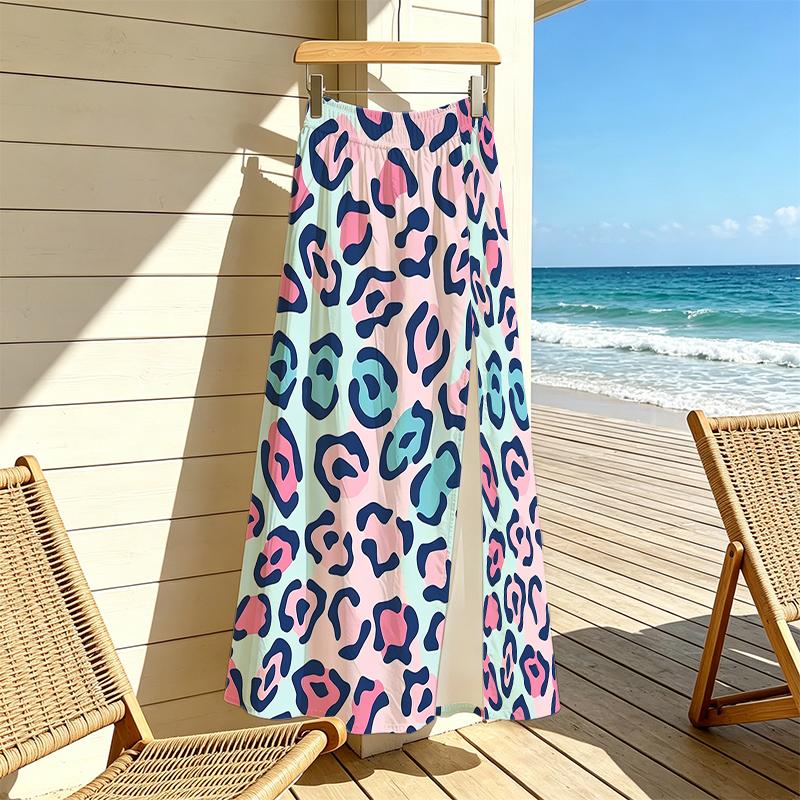 Lightweight Leopard Print Slit A-Line Skirt - Fresh Color, Versatile for Summer Picnic, Beach Vacation & Short Trips