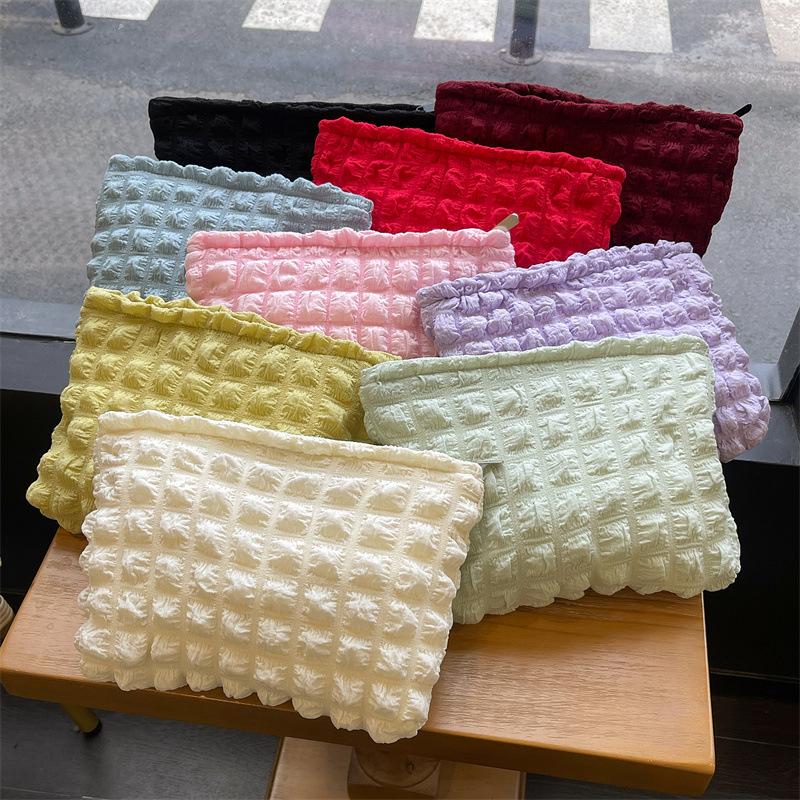 

Cute Solid Color Bubble Cloud Makeup Bag Women s Cosmetic Bag Skincare Organizer Large Capacity Travel Toiletry Bag Pouch