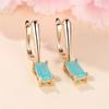 Fashion Green Zircon Geometric Drop Earrings for Women Luxury Gold Color Wedding Party Jewelry