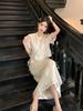 Early Spring & Summer Tea-Colored French Retro Chinese-Style Dress Set
