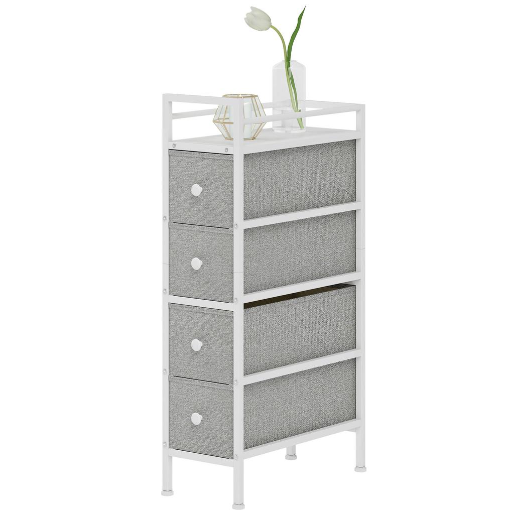 Chest of Drawers with 4 Fabric Drawers, Steel Frame, Dresser for Bedroom, Small Spaces, Living Room, Dressing Room, Light Gray