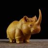 Taihang Cliff Cypress African Animal Trio Carving - Cute Wooden Hippopotamus, Elephant & Rhinoceros Ornament