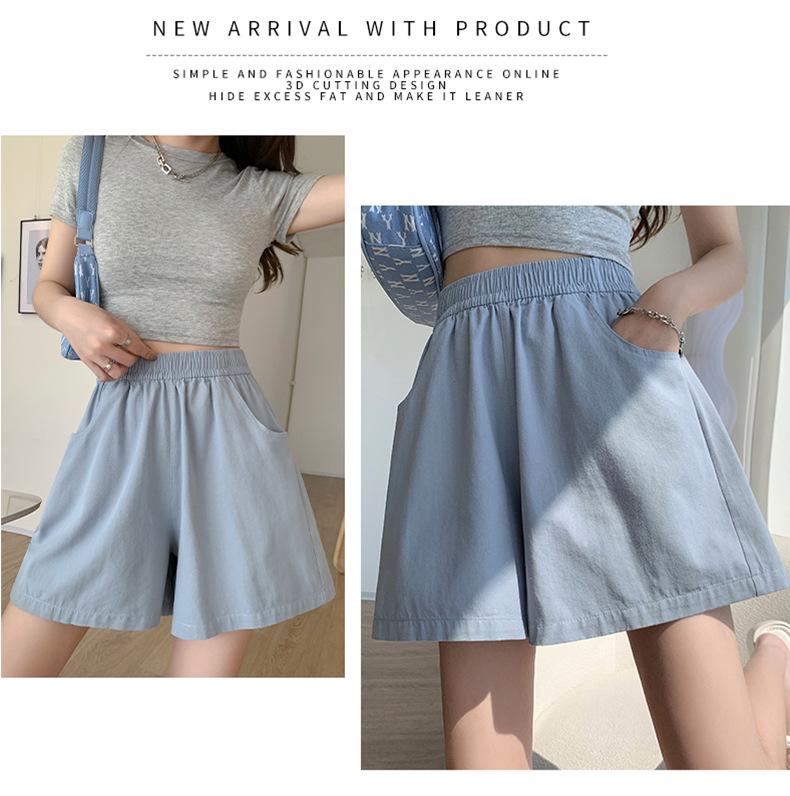 Women's High Waist Khaki Shorts - Summer 2025: Casual Wide-Leg, Slimming, Plus Size, Sporty Five-Point Style