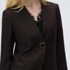 Elegant Women's V-Neck Wool Blend Blazer