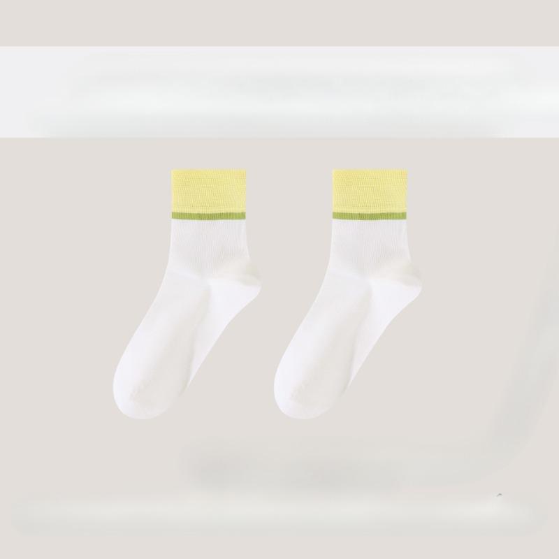 Female Spring and Summer New Simple Leisure Cotton Anti Bacterial Anti Odor Sweat Breathable Tube Socks