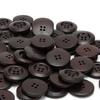 50pcs Dark Brown 4 Hole Buttons Wide Edge Sewing Buttons Craft Wooden Buttons  DIY Craft
