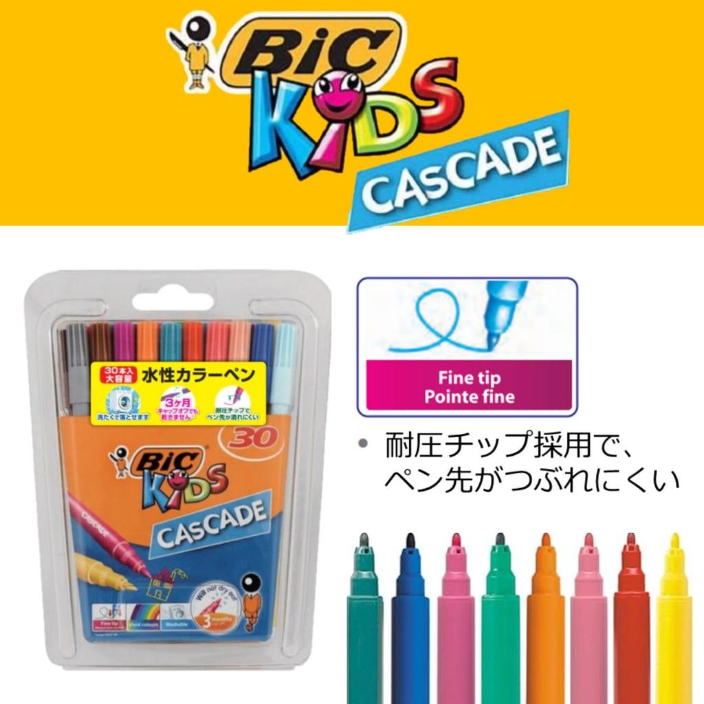 BIC Japan Cascade Felt Water-Based Pens, 30-Pack, CSD-30