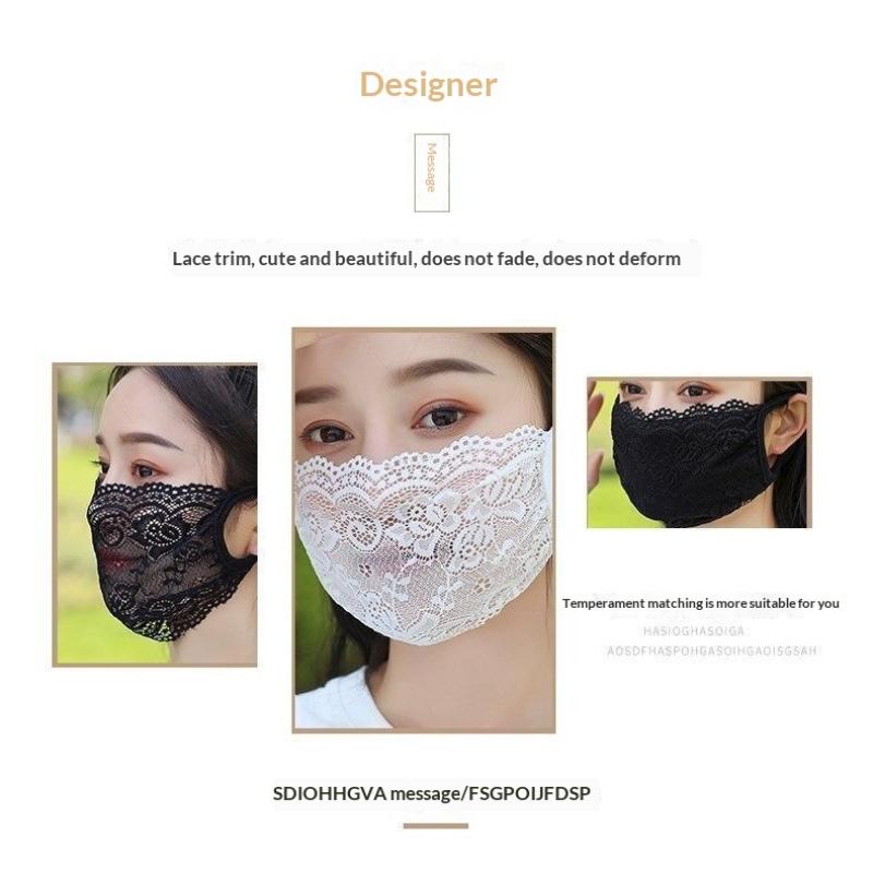 Lace Anti-Uv Sunscreen Mask Breathable Ear Cord Face Cover Scarf Hanging Ear Dust-Proof Scarves Mask Summer Dust-Proof Veil