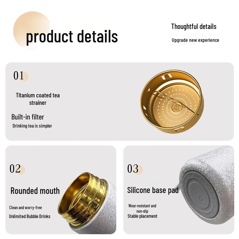 Heyuxi 300ml Mini Titanium-Coated Insulated Pocket Bottle