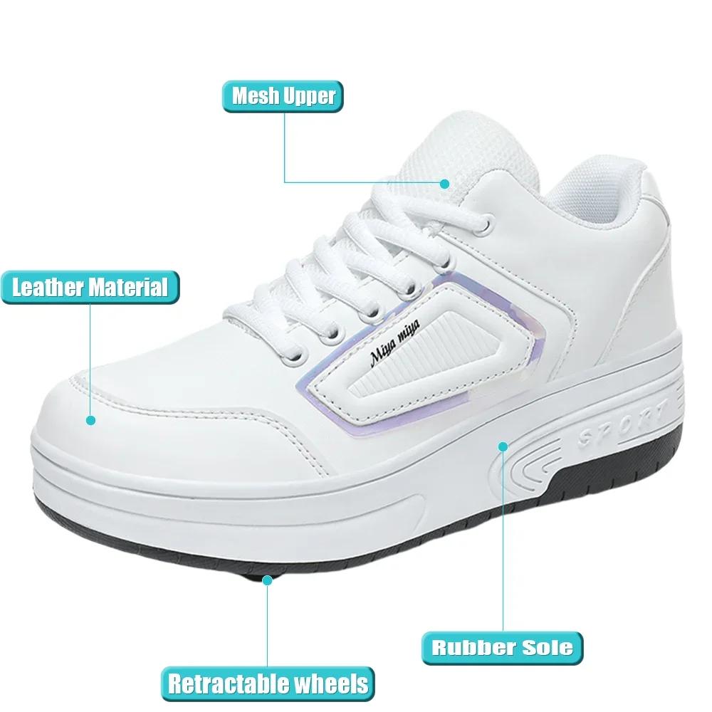Children's Parkour Roller Skate Deformation Shoes with 2 Wheels Kids Adults Unisex Walking Running Casual Sneakers Gift for Kids