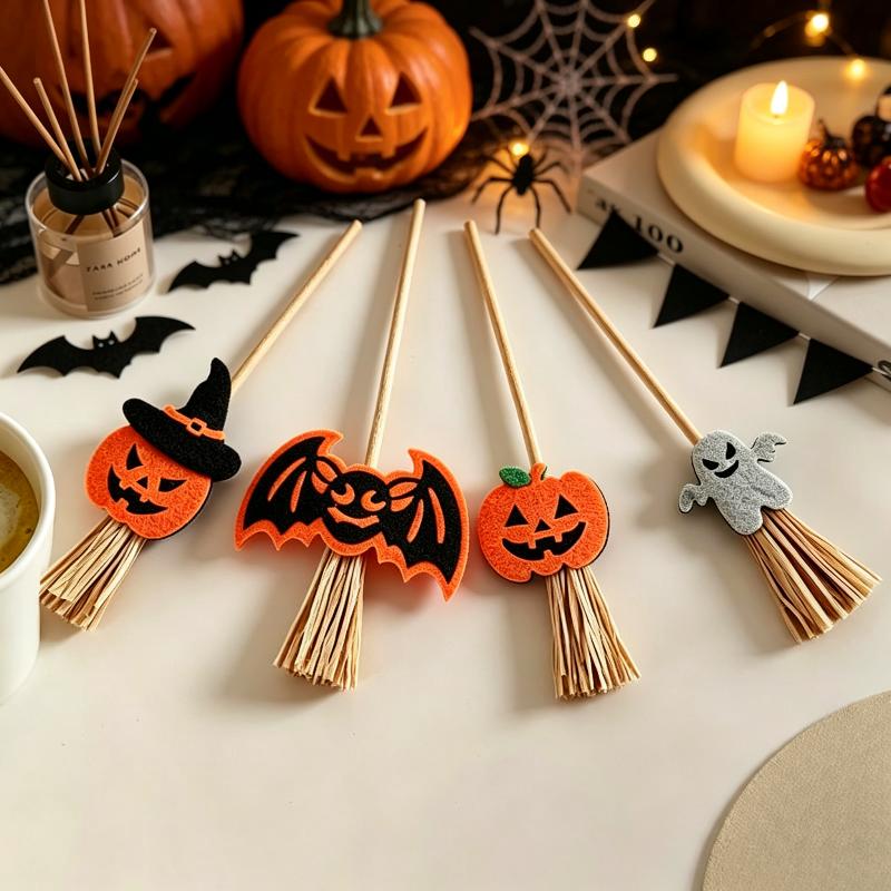 Halloween Pumpkin Bat Ghost Mini Straw Decor Food Grade Material for Home Halloween Party Table Decorations