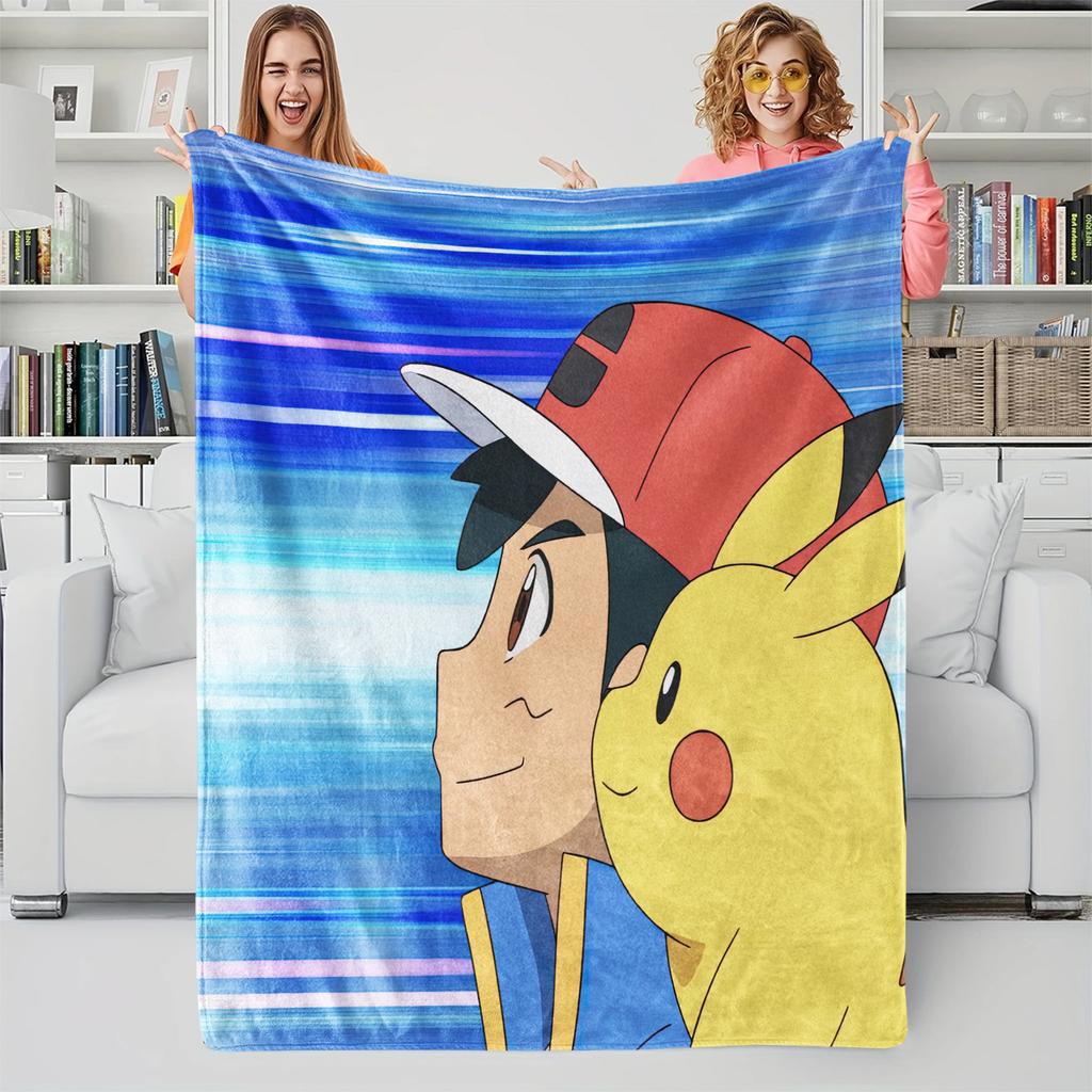 Anime Pokemon Flannel Blanket Cartoon Pikachu Children's Gift Blanket Home Sofa Lunch Break Blankets  Student Throw Blankets