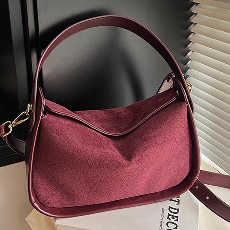 Retro deerskin fleece bag women's autumn new casual simple shoulder messenger bag niche matte bowling bag