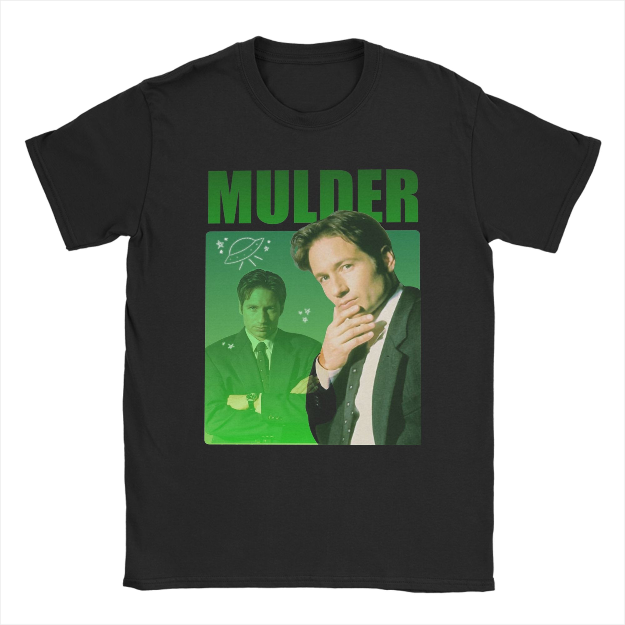 Mulder X Files UFO Green Graphic T-shirt XL