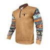 Retro High Street Half-Zip Pullover Stand Collar Oversized Casual Printed Men's Sweatshirt