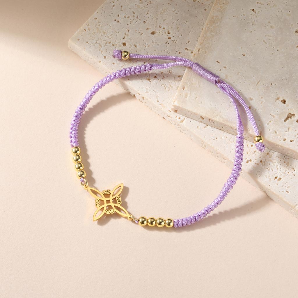 Witch Knot Bracelet Women Men Stainless Steel Beads Charm Black Red Blue Purple Rope Bracelets Amulet Witchcraft Jewelry