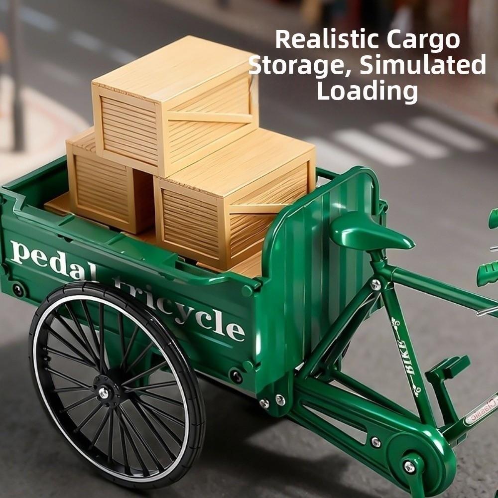 Three-Wheeled Design Flatbed Vehicle Model Simulation Pedal Tricycle  Ornament Display