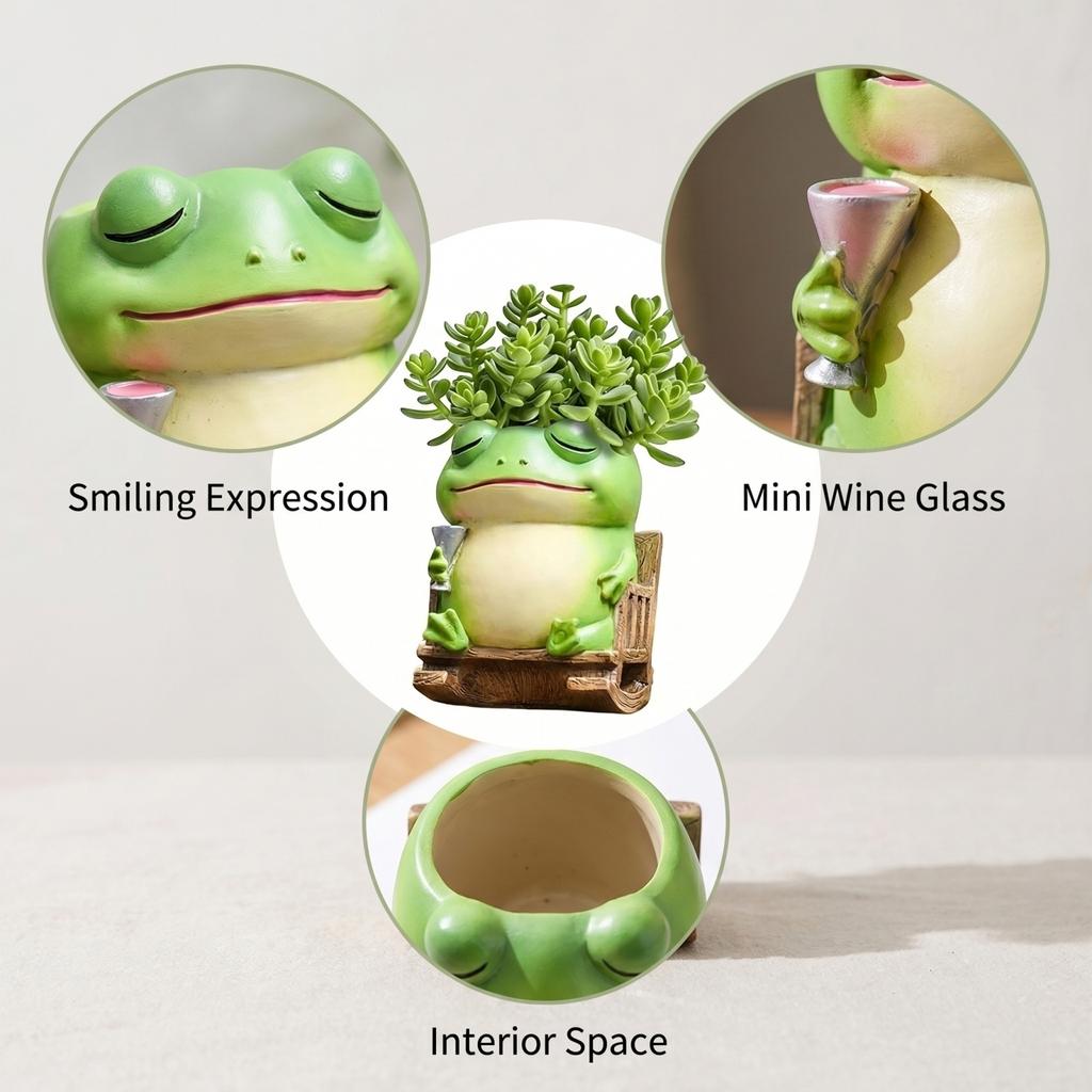 Resin Craft Animal Figurines, Cute Cartoon Desktop Flower Pot (plant Not Included)