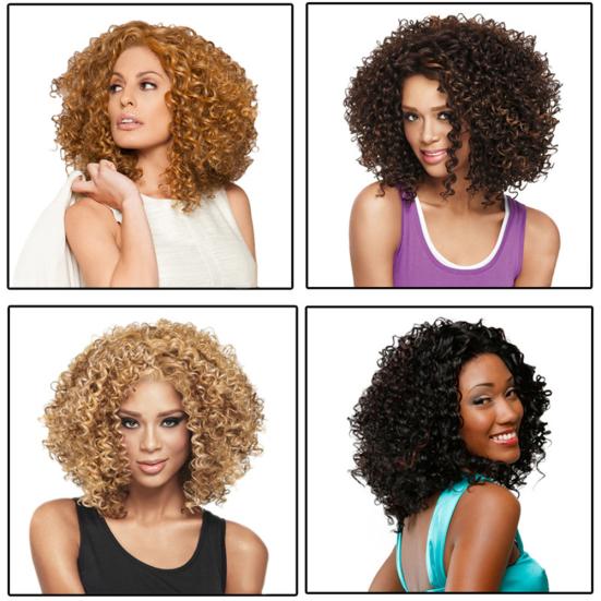 Women Synthetic Shoulder Length Curly Hair Extension Afro Wig Cosplay Costume