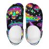 White EVA Clogs with Feather Leaf Print, Lightweight Slip On Garden Shoes, Breathable Beach Sandals, Indoor Outdoor Slippers for Men Women