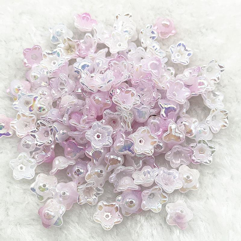 50pcs 7x13mm Gradual Change Acrylic Bellflower Beads Caps Jewelry Findings Charms Bracelets Spacer Beads for Jewelry Making