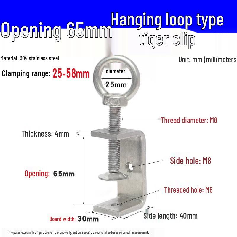 304 Stainless Steel U-Clamp Tiger Clamp with Hand-Tightened Eyebolt