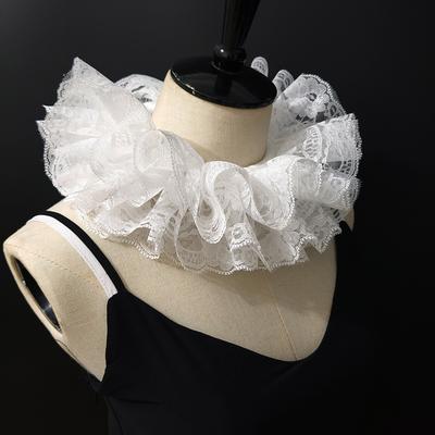 Elegantní volánkový krajkový falešný límec vrstvený klaunský límec kravata cosplay kostýmní doplňky sladký odnímatelný límec šál zábal