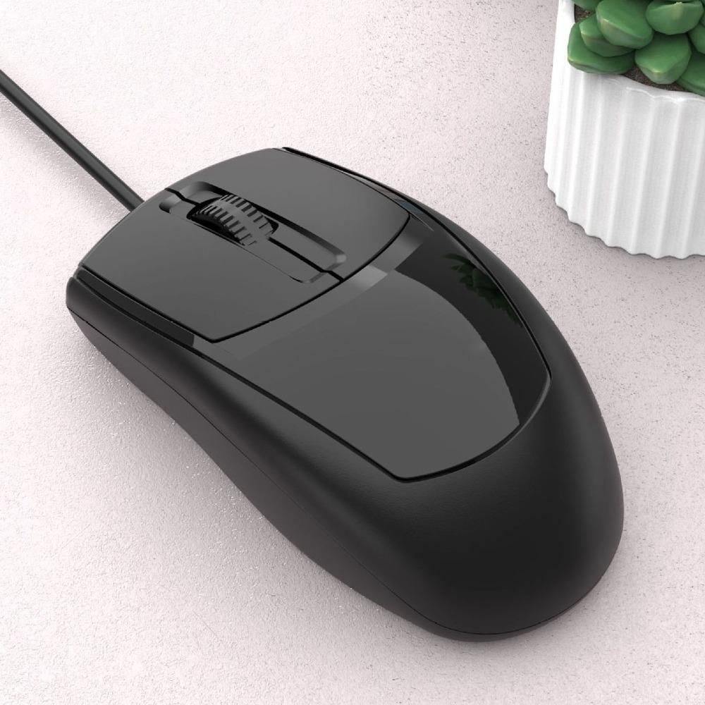 Black USB Wired Mouse Plug Play Optical Mouse Comfort Grip Ergonomic Mouse  Gaming