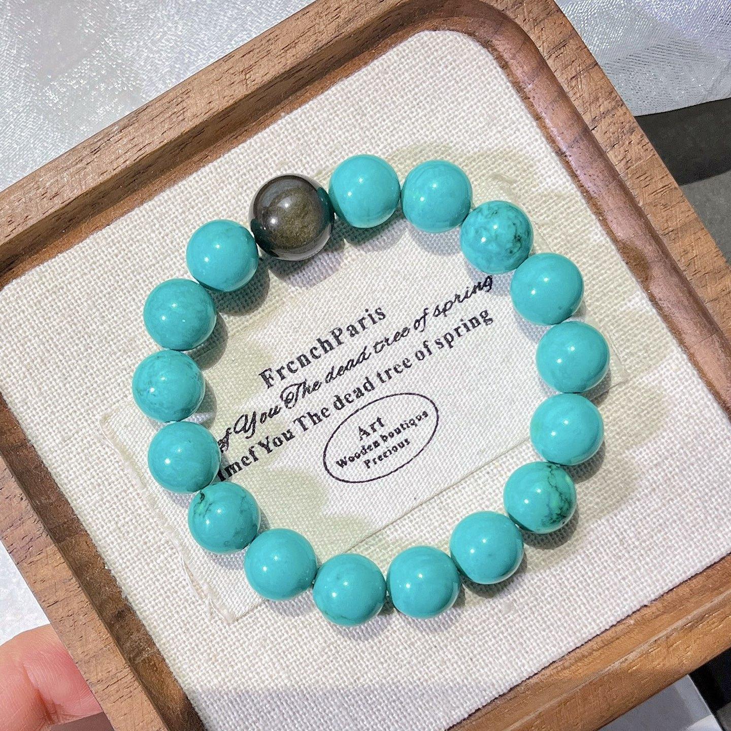 10Mm Autumn And Winter Turquoise Quartzite Natural Obsidian Commuter Bracelet Bracelet