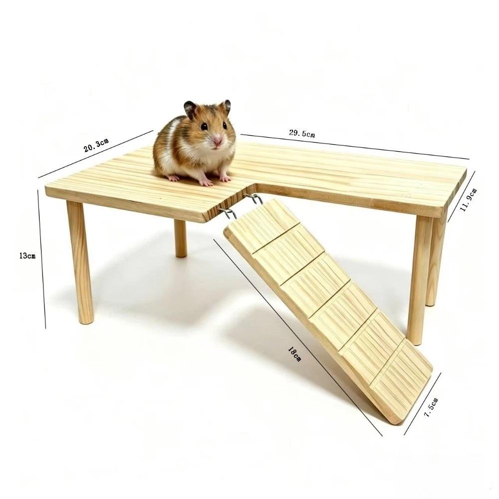 L-shaped Hamster Shelter House Wooden Pet Climbing Toy New Hamster Playground  for Small Pets A