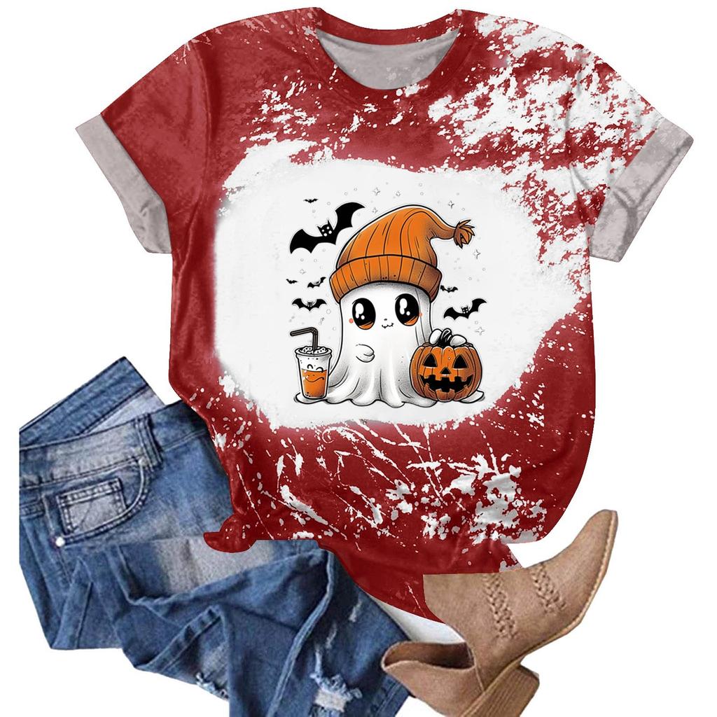 Halloween Shirts for Women Cute Shirt Fall Tshirt Gradient Graphic Tees Casual Short Sleeve Tops