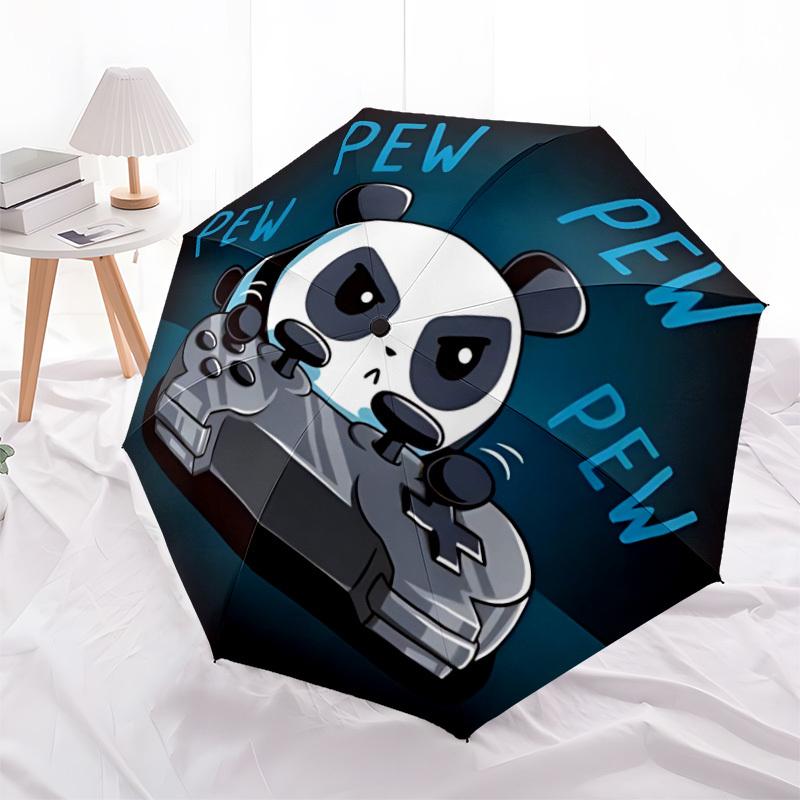 1pc Panda Gaming Auto Open/close, All-Season Portable Folding Umbrella for Women & Men, Travel, Everyday, Formal Events - Compact Luxury Parasol, Outd